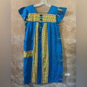 Roda's Blue and Yellow Patterned Dress- Large